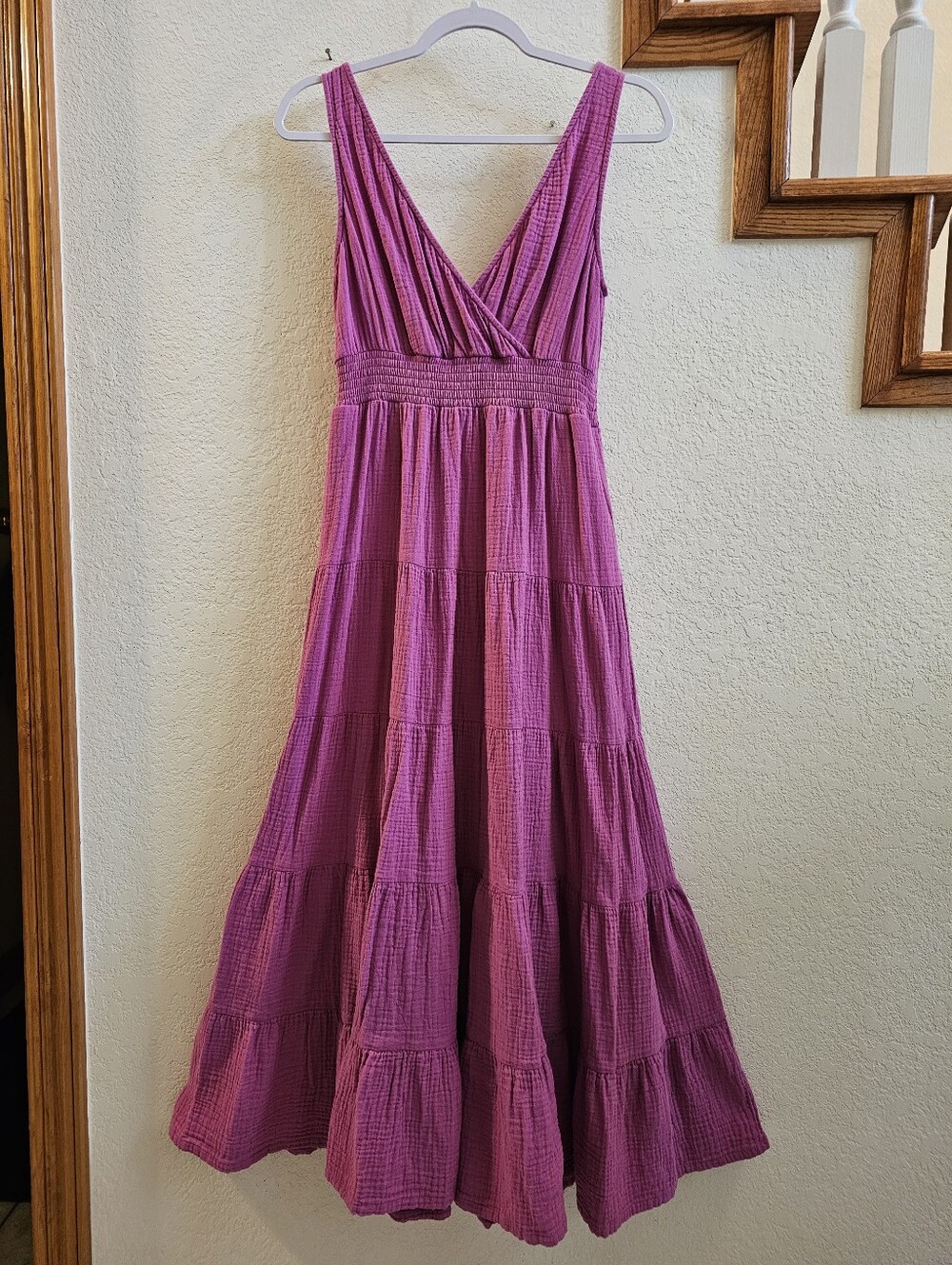 Universal Thread Fuchsia Cotton Tiered Maxi Dress Size S - Picture 3 of 5